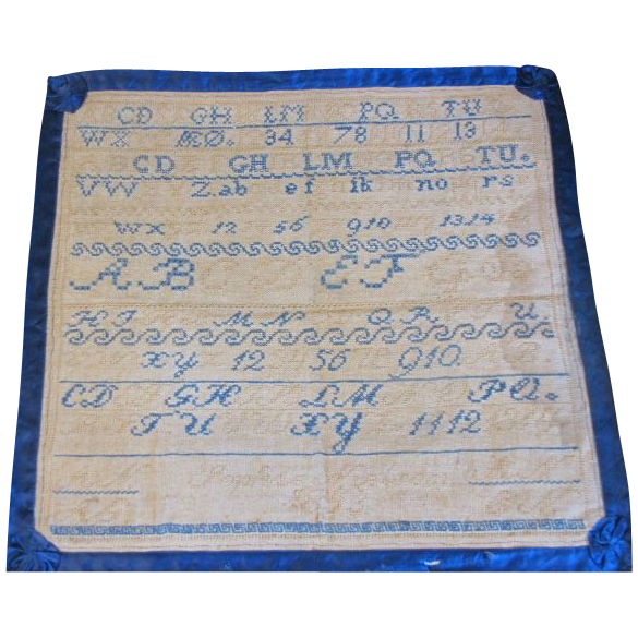 Lovely Sampler, Unframed, 1853, SOPHIE MIELSON, Denmark Lovely Sampler, Unframed, 1853, SOPHIE MIELSON, Denmark