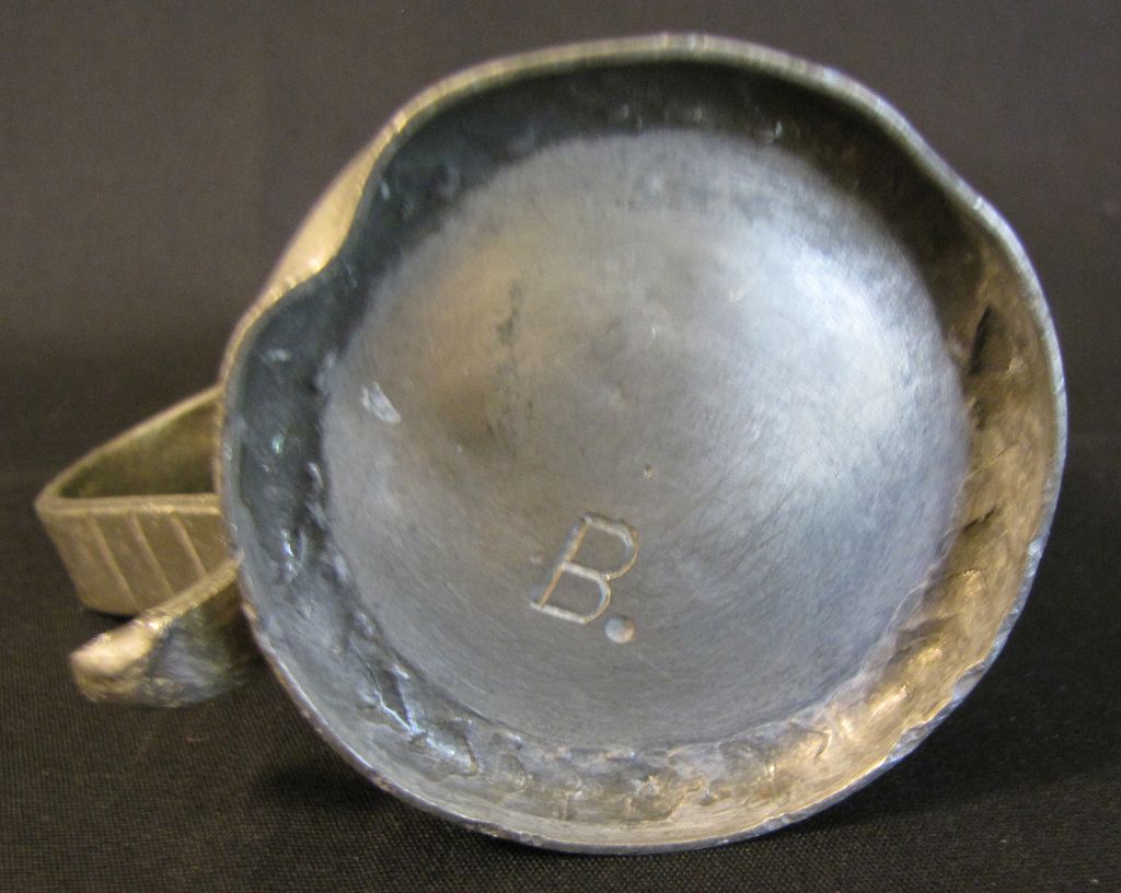 Vintage Pewter Mug, Round Ribs, Marked B Vintage Pewter Mug, Round Ribs, Marked B