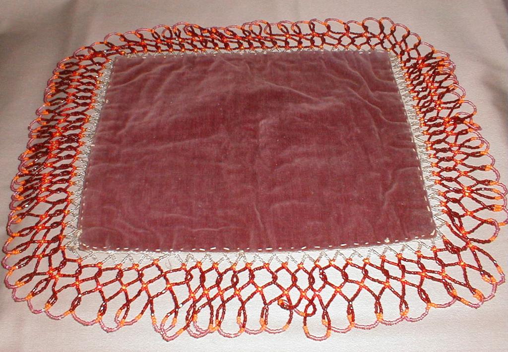 Gorgeous Victorian Beadwork Table Doily Bird & Roses Gorgeous Victorian Beadwork Table Doily Bird & Roses