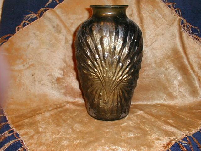 Large Peacock Goofus Glass Vase, Original Paint Large Peacock Goofus Glass Vase, Original Paint