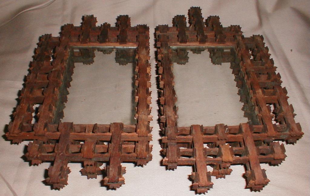 Tramp Art - Crown of Thorns, Pair of Frames Tramp Art - Crown of Thorns, Pair of Frames