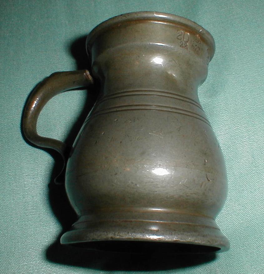 Small 19th C. Pewter Bulbous Pewter Measure, Touch Marks Small 19th C. Pewter Bulbous Pewter Measure, Touch Marks