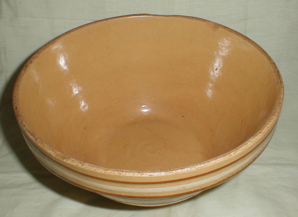 Vintage Large Yelloware Mixing Bowl, Ovenware # 9, Brown Stripes Vintage Large Yelloware Mixing Bowl, Ovenware # 9, Brown Stripes