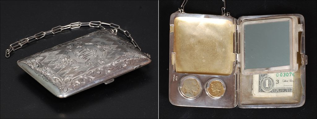 Antique Sterling Silver Vanity Coin & Cigarette & Make-up Case Antique Sterling Silver Vanity Coin & Cigarette & Make-up Case
