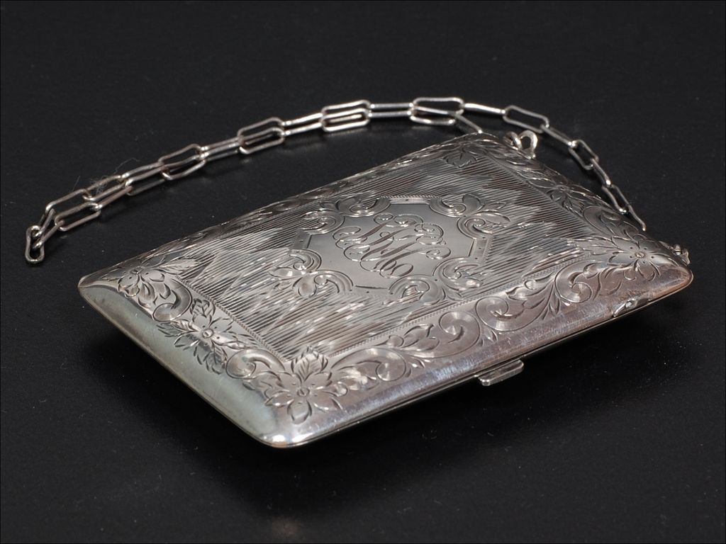 Antique Sterling Silver Vanity Coin & Cigarette & Make-up Case Antique Sterling Silver Vanity Coin & Cigarette & Make-up Case