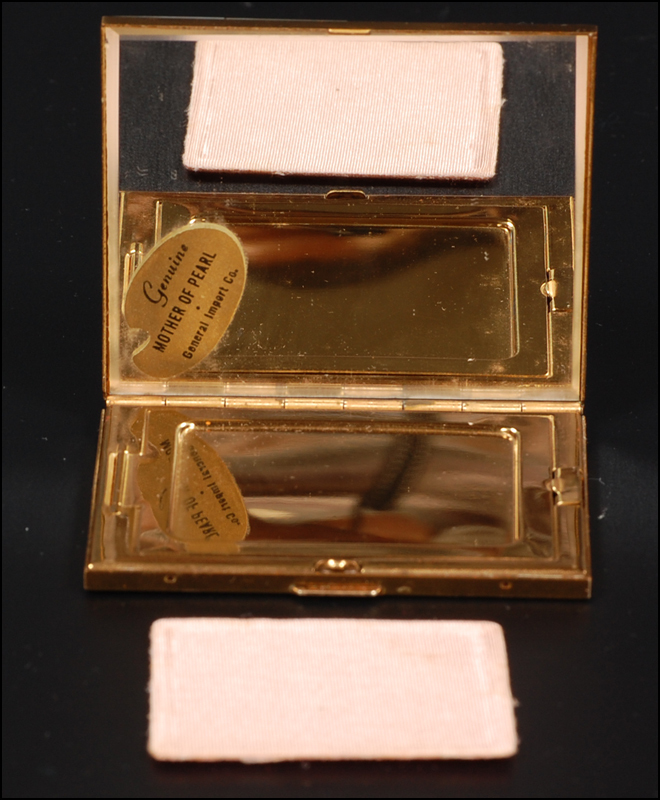 Mother of Pearl Powder Compact with Rhinestones Mother of Pearl Powder Compact with Rhinestones