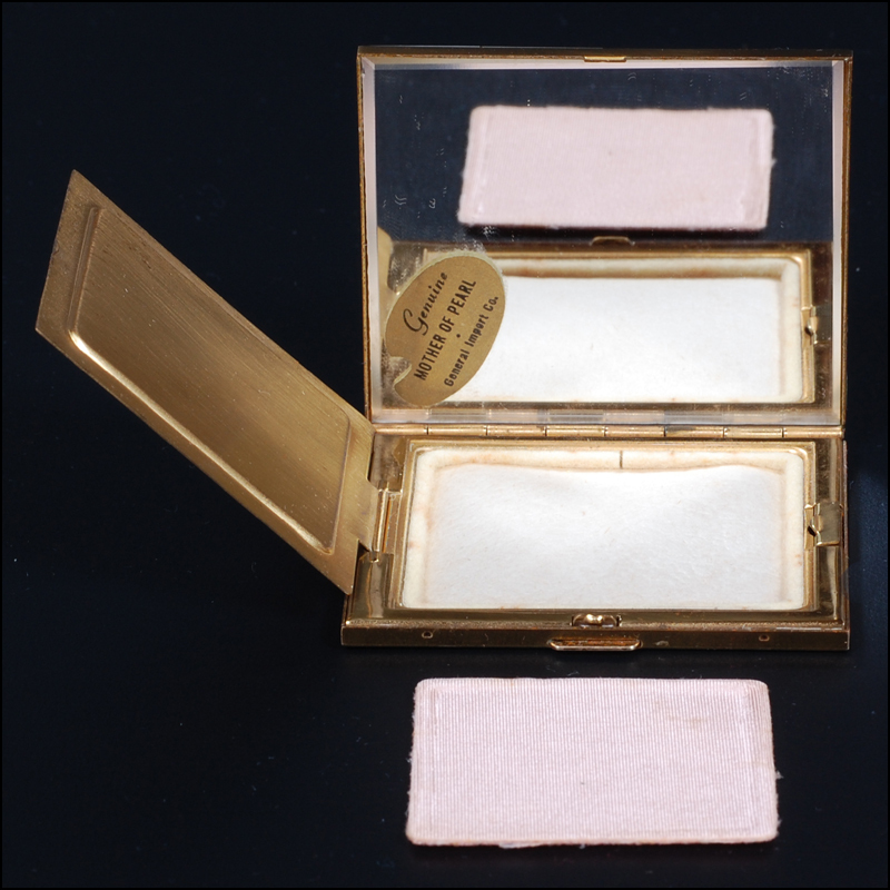 Mother of Pearl Powder Compact with Rhinestones Mother of Pearl Powder Compact with Rhinestones
