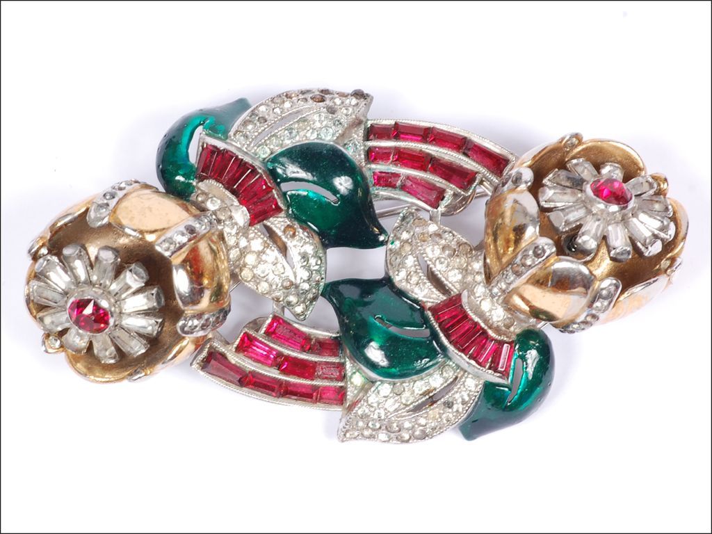 Coro Quivering Camellia Duette Brooch Pin Coro Quivering Camellia Duette Brooch Pin