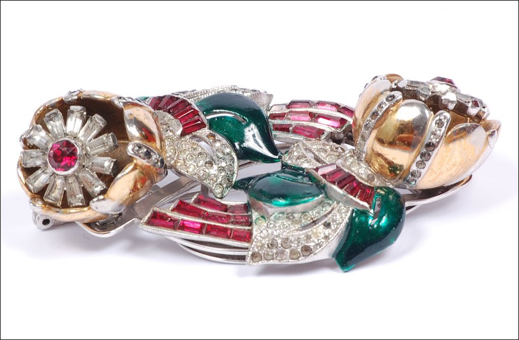 Coro Quivering Camellia Duette Brooch Pin Coro Quivering Camellia Duette Brooch Pin