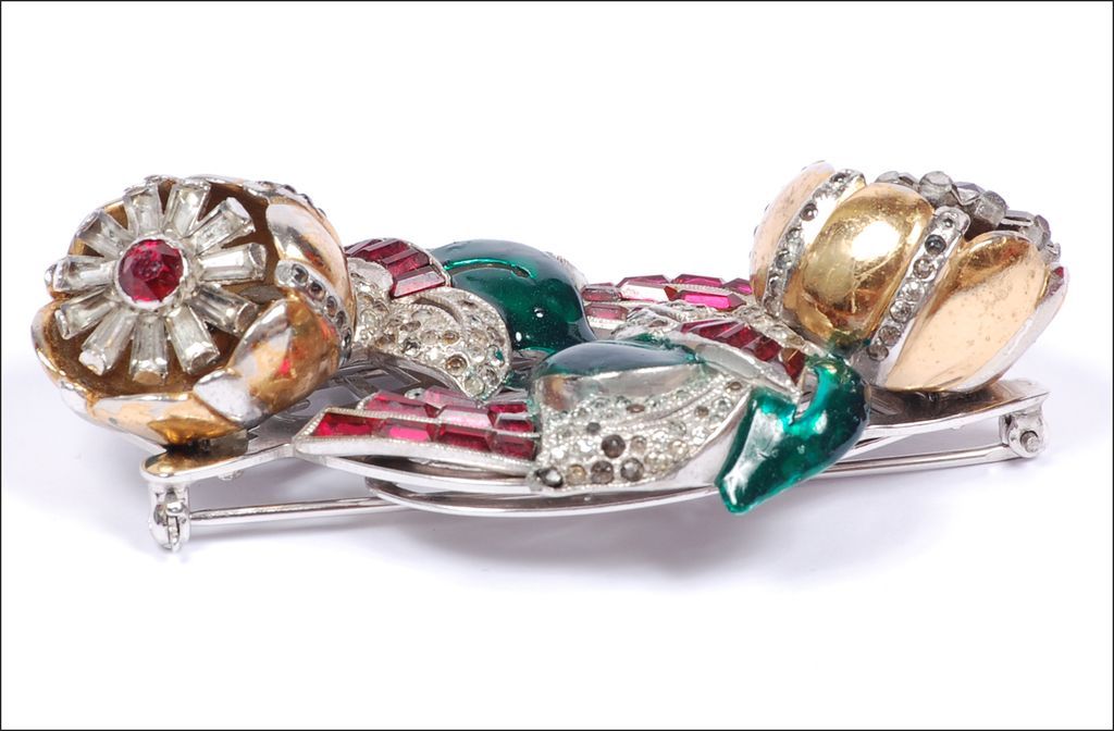 Coro Quivering Camellia Duette Brooch Pin Coro Quivering Camellia Duette Brooch Pin