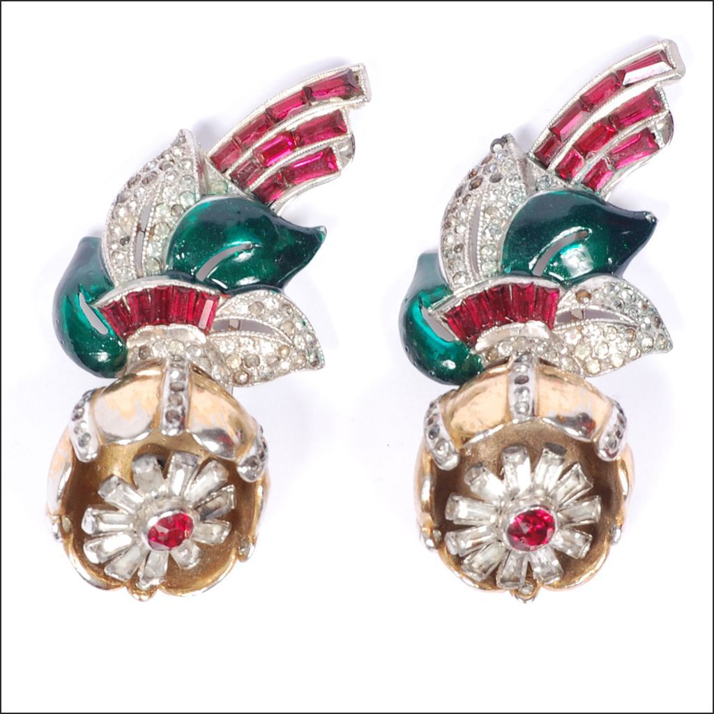 Coro Quivering Camellia Duette Brooch Pin Coro Quivering Camellia Duette Brooch Pin