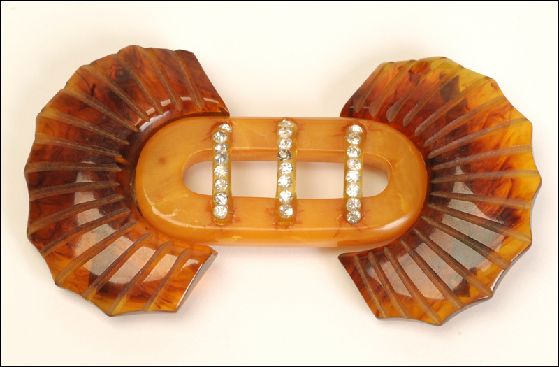 Art Deco Bakelite & Rhinestone Belt Buckle Art Deco Bakelite & Rhinestone Belt Buckle