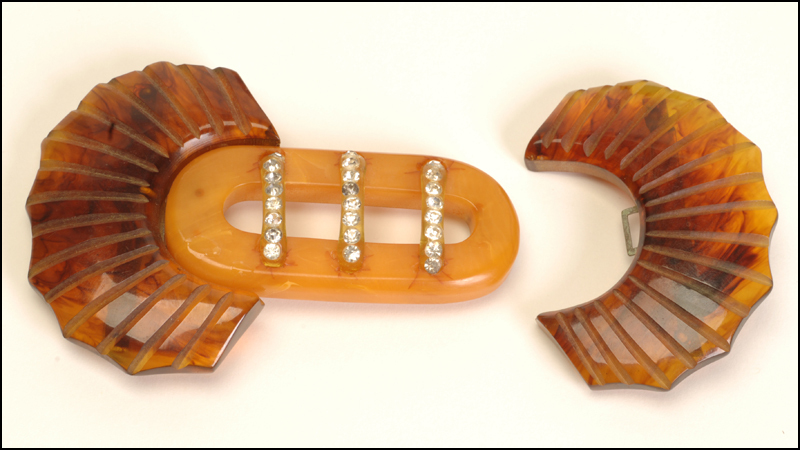 Art Deco Bakelite & Rhinestone Belt Buckle Art Deco Bakelite & Rhinestone Belt Buckle