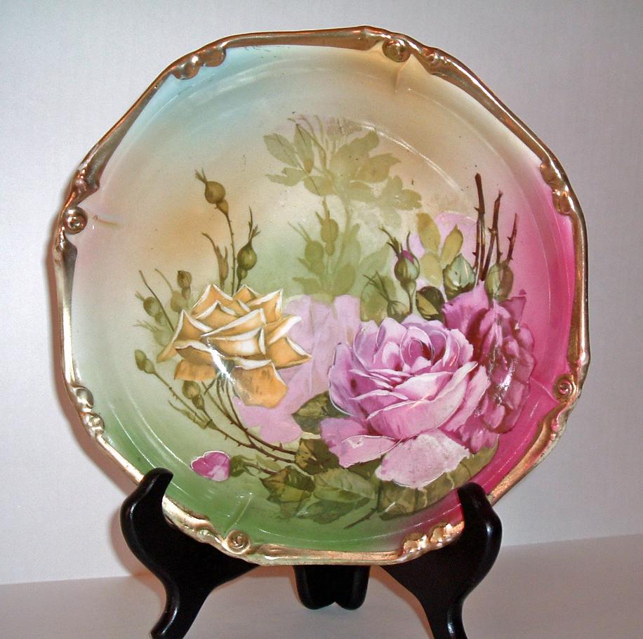 Pink and Yellow Rose Floral China Bowl Pink and Yellow Rose Floral China Bowl