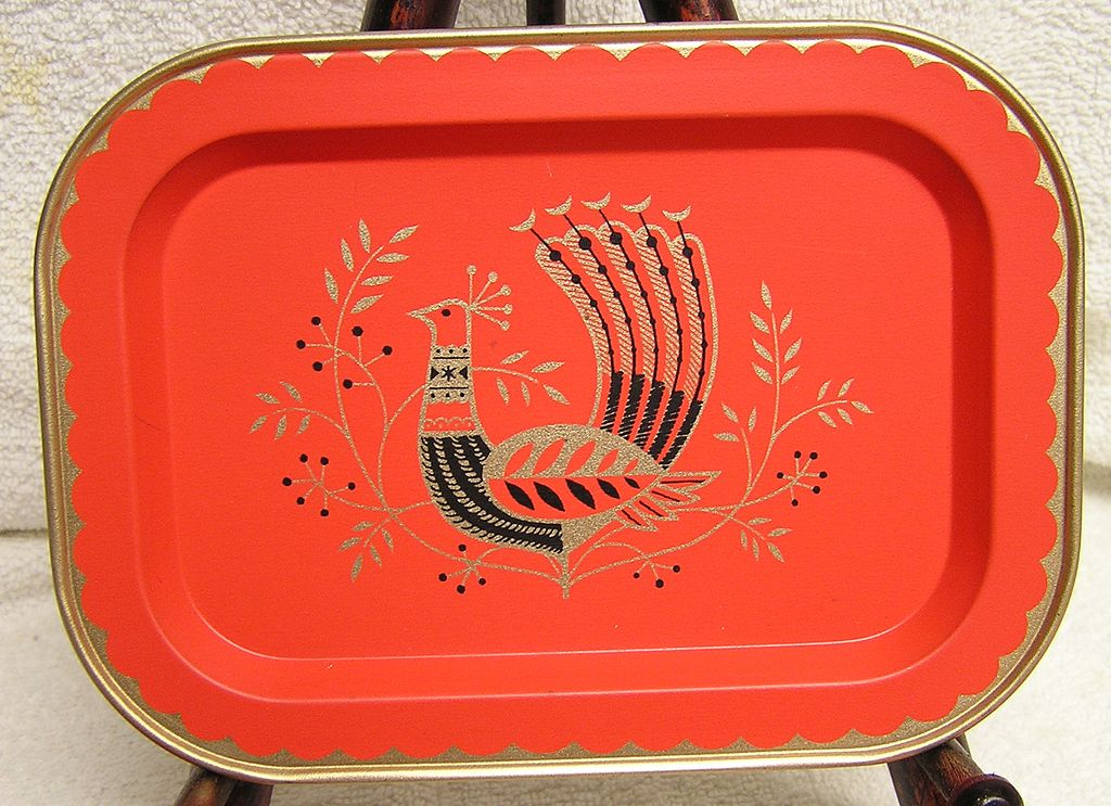 Vintage Metal Peacock Trays-Coasters or Cards Vintage Metal Peacock Trays-Coasters or Cards