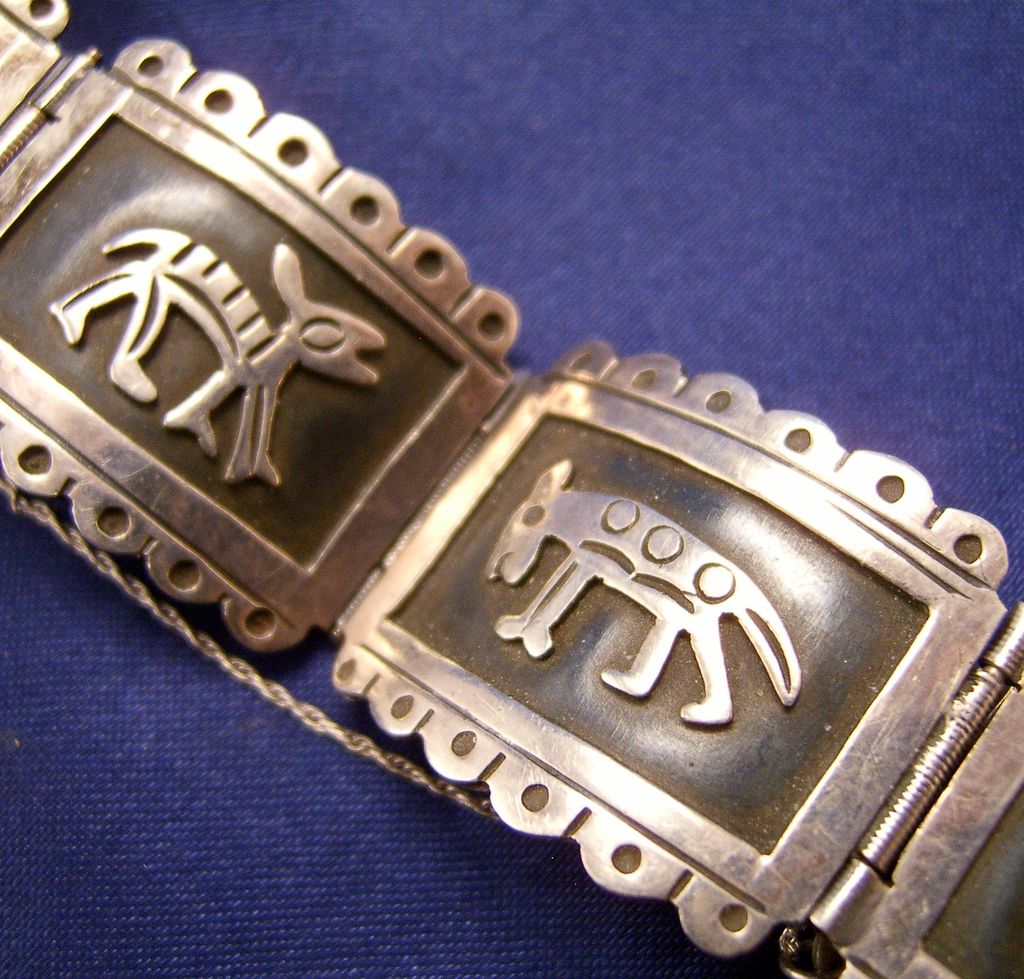 Los Ballesteros Taxco Sterling Animal Glyph Bracelet Los Ballesteros Taxco Sterling Animal Glyph Bracelet