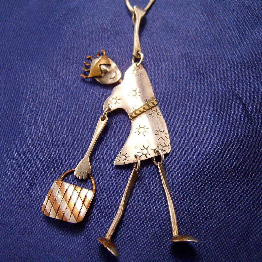 Crazy Lady Pendant Necklace ~ Sterling & Copper ~ AWESOME ~ Crazy Lady Pendant Necklace ~ Sterling & Copper ~ AWESOME ~