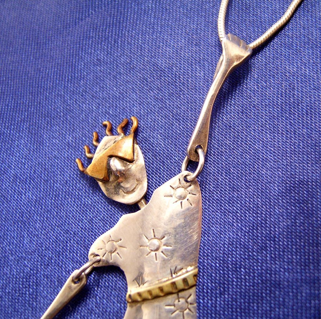 Crazy Lady Pendant Necklace ~ Sterling & Copper ~ AWESOME ~ Crazy Lady Pendant Necklace ~ Sterling & Copper ~ AWESOME ~