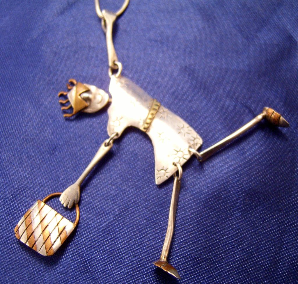 Crazy Lady Pendant Necklace ~ Sterling & Copper ~ AWESOME ~ Crazy Lady Pendant Necklace ~ Sterling & Copper ~ AWESOME ~