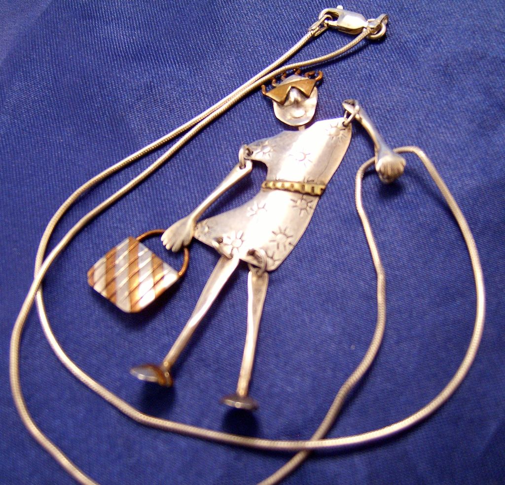 Crazy Lady Pendant Necklace ~ Sterling & Copper ~ AWESOME ~ Crazy Lady Pendant Necklace ~ Sterling & Copper ~ AWESOME ~