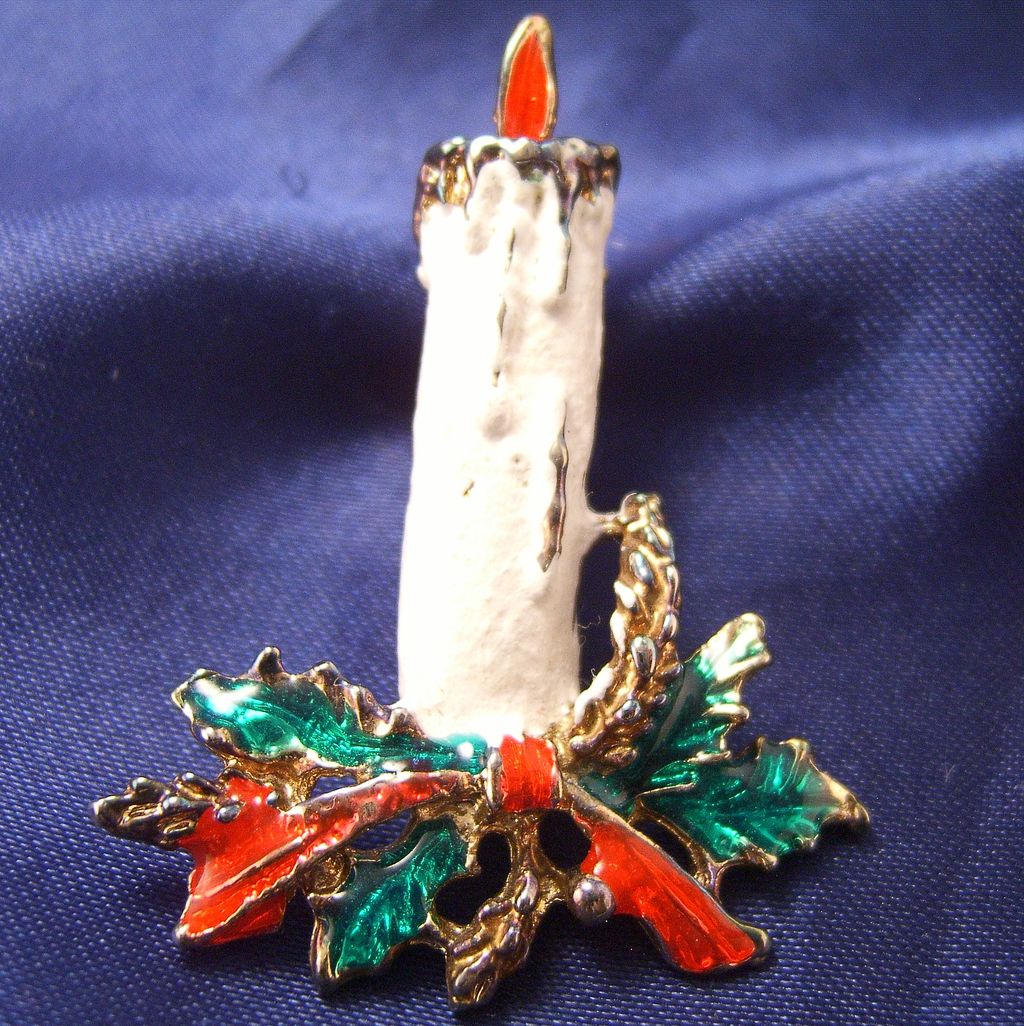 Very Vintage Christmas Holiday Candle Brooch Very Vintage Christmas Holiday Candle Brooch