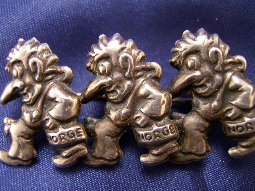 Fascinating Sterling Norwegian Trolls Pin ~ MUST SEE ~ Fascinating Sterling Norwegian Trolls Pin ~ MUST SEE ~