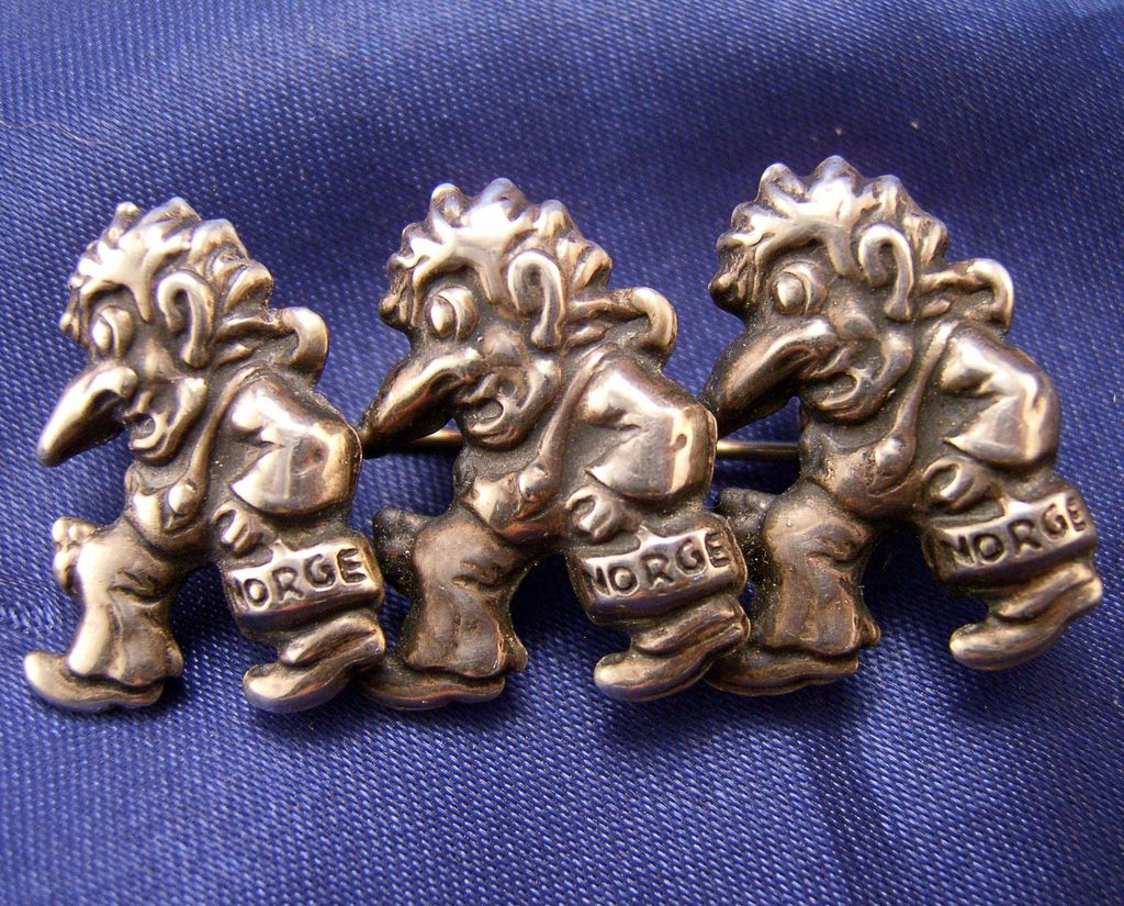 Fascinating Sterling Norwegian Trolls Pin ~ MUST SEE ~ Fascinating Sterling Norwegian Trolls Pin ~ MUST SEE ~