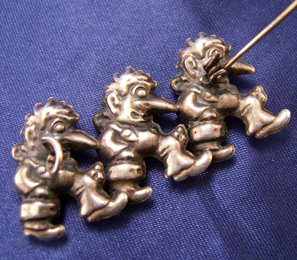 Fascinating Sterling Norwegian Trolls Pin ~ MUST SEE ~ Fascinating Sterling Norwegian Trolls Pin ~ MUST SEE ~