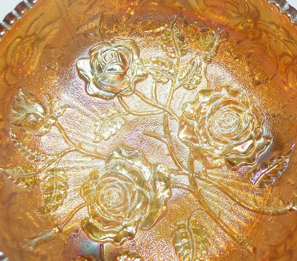Imperial Carnival Glass ~ Lustre Rose Pattern ~ Footed Fernery ~ Marigold Imperial Carnival Glass ~ Lustre Rose Pattern ~ Footed Fernery ~ Marigold