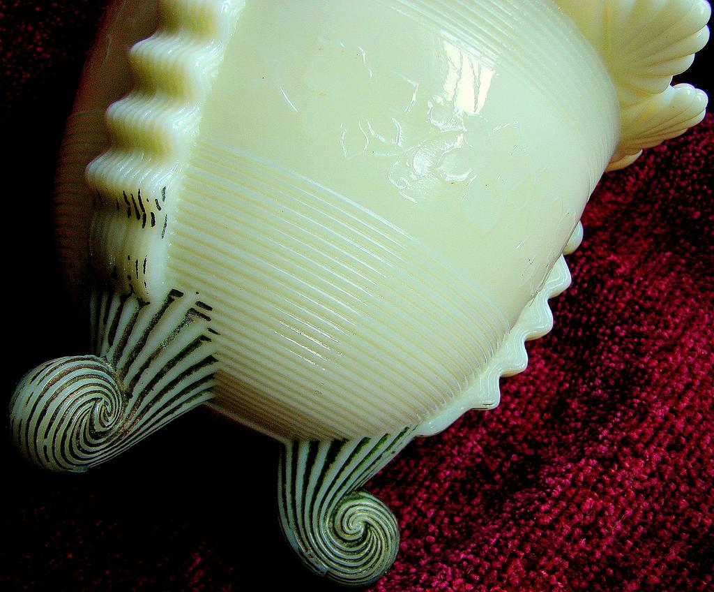 Northwood Custard glass Jackson, Fluted scrolls, Klondyke spooner Northwood Custard glass Jackson, Fluted scrolls, Klondyke spooner