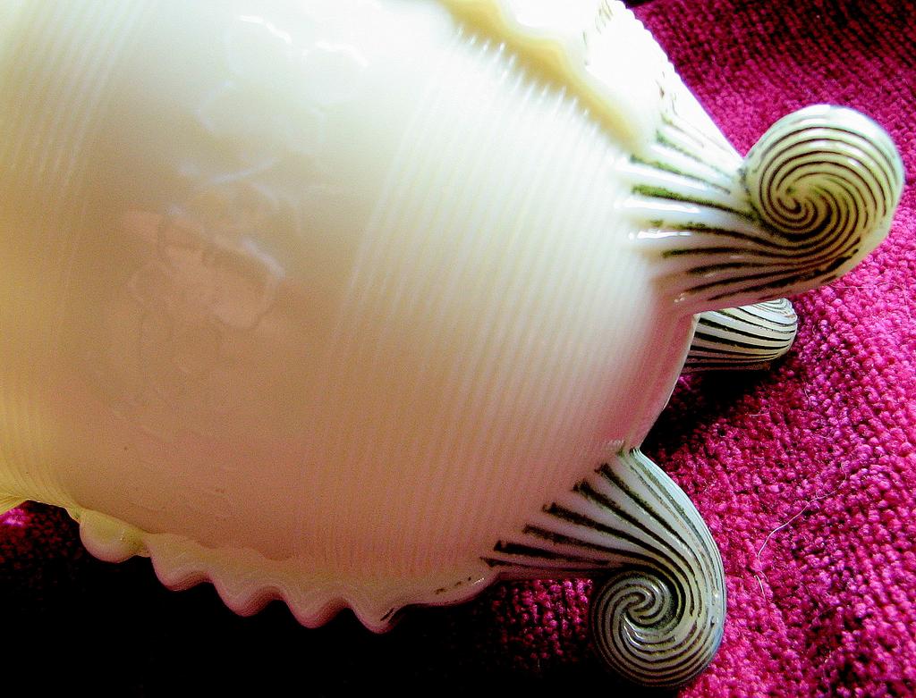 Northwood Custard glass Jackson, Fluted scrolls, Klondyke spooner Northwood Custard glass Jackson, Fluted scrolls, Klondyke spooner