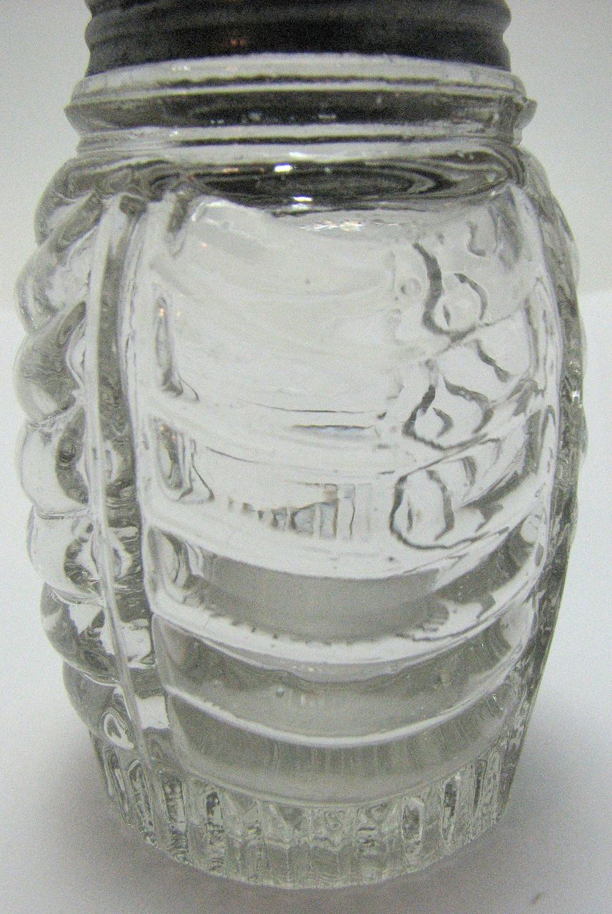 Eapg 'Curtain' Victorian glass salt shaker set, Bryce Eapg 'Curtain' Victorian glass salt shaker set, Bryce
