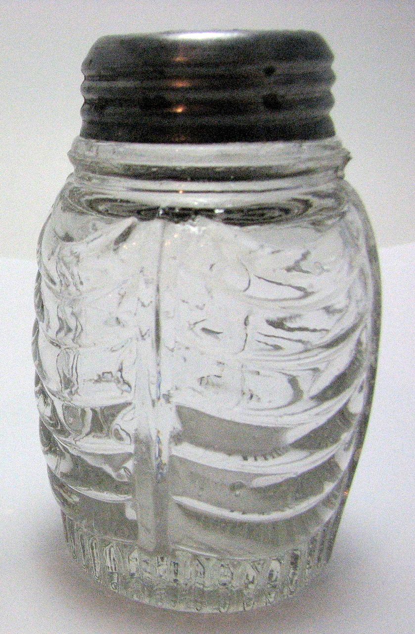 Eapg 'Curtain' Victorian glass salt shaker set, Bryce Eapg 'Curtain' Victorian glass salt shaker set, Bryce