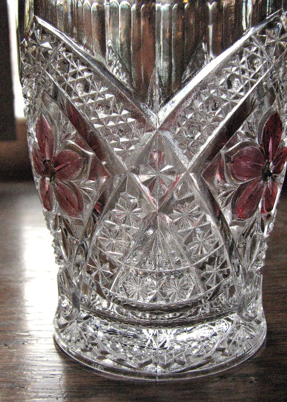 Eapg Ruby-stained 'Flower Medallion' Indiana Glass, tumbler Eapg Ruby-stained 'Flower Medallion' Indiana Glass, tumbler