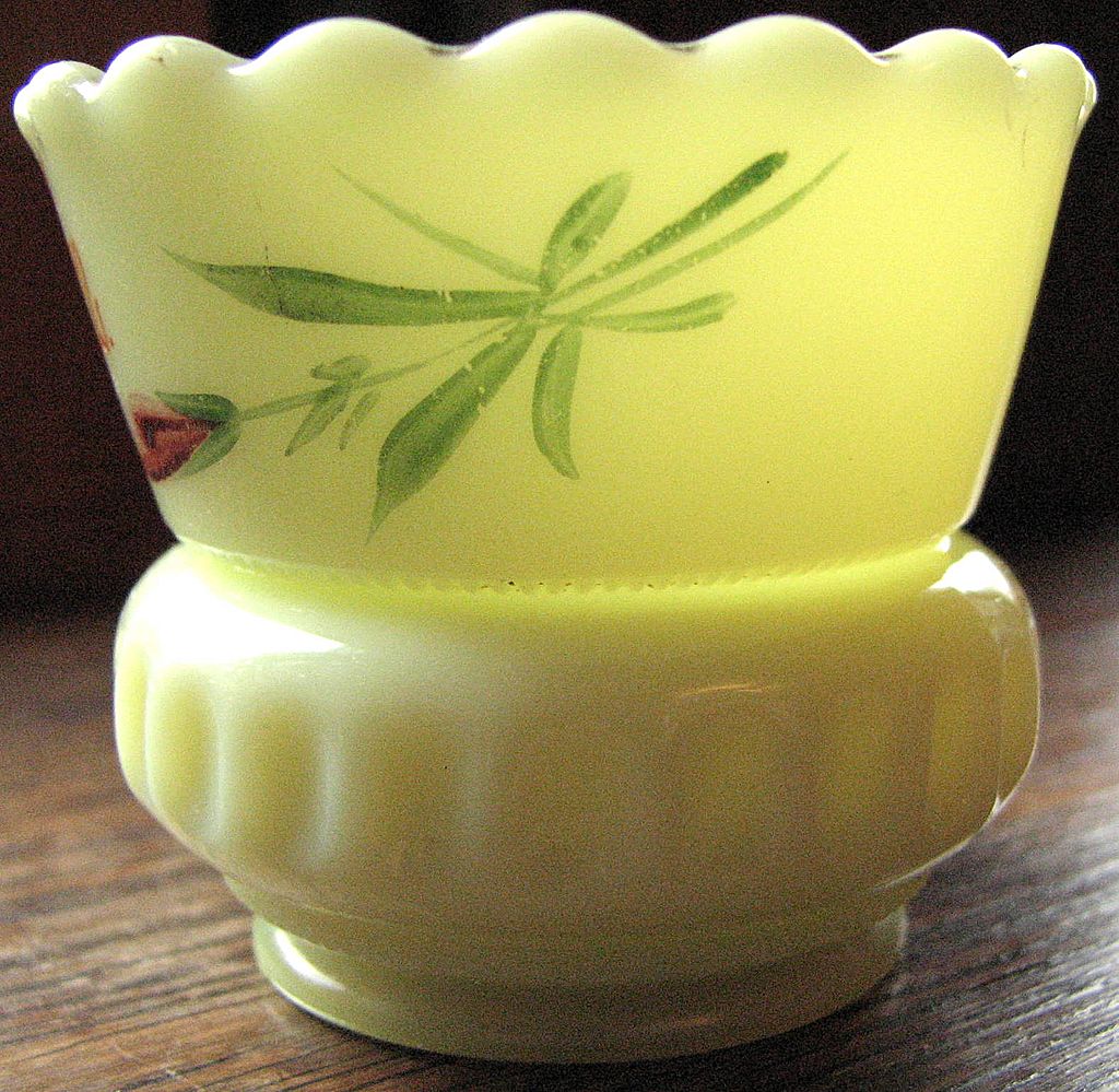 Eapg, Heisey antique glass custard toothpick, 'Punty band' Victorian