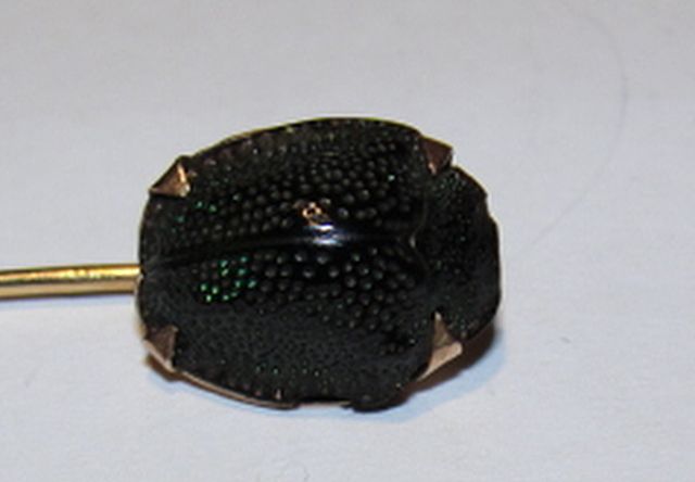 Egyptian Revival 14 kt Gold Mid-Victorian Scarab Beetle Stick Pin Egyptian Revival 14 kt Gold Mid-Victorian Scarab Beetle Stick Pin