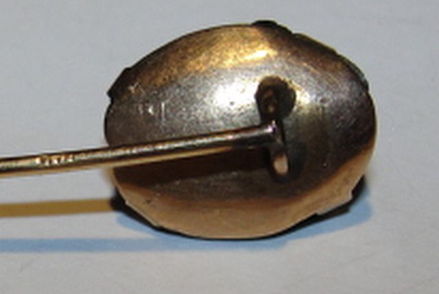 Egyptian Revival 14 kt Gold Mid-Victorian Scarab Beetle Stick Pin Egyptian Revival 14 kt Gold Mid-Victorian Scarab Beetle Stick Pin