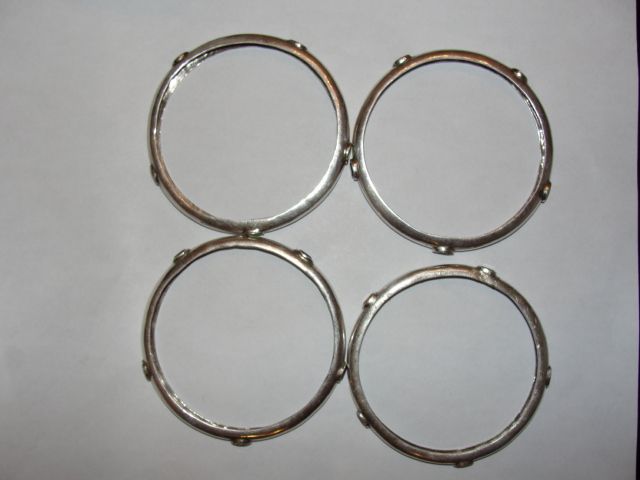 4 Piece Sterling Silver and Gemstone Bangle Set 4 Piece Sterling Silver and Gemstone Bangle Set