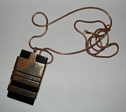Black and Gold Rectangular Modernist Lanvin Necklace Black and Gold Rectangular Modernist Lanvin Necklace