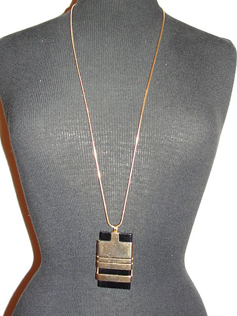 Black and Gold Rectangular Modernist Lanvin Necklace Black and Gold Rectangular Modernist Lanvin Necklace