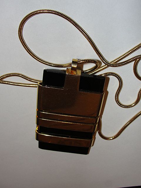 Black and Gold Rectangular Modernist Lanvin Necklace Black and Gold Rectangular Modernist Lanvin Necklace