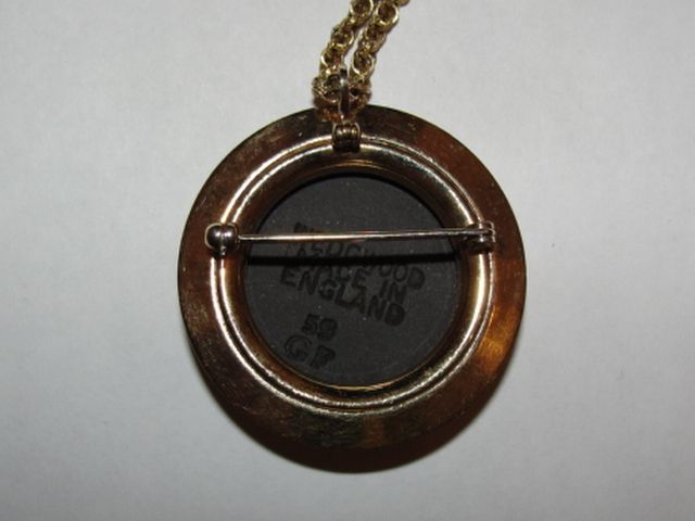 14 kt Gold Filled Black and White English Wedgwood Cameo Pendant Necklace Brooch 14 kt Gold Filled Black and White English Wedgwood Cameo Pendant Necklace Brooch
