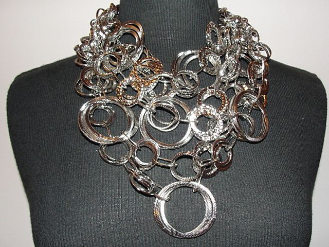 Circles of Life Silvertone Bib Necklace Circles of Life Silvertone Bib Necklace
