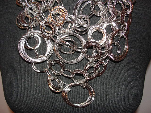 Circles of Life Silvertone Bib Necklace Circles of Life Silvertone Bib Necklace