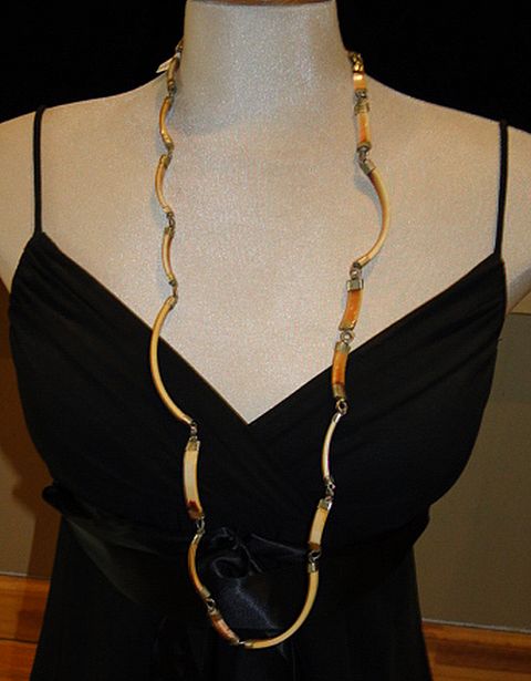 Indian Elephant Ivory Bar Necklace Flapper Indian Elephant Ivory Bar Necklace Flapper