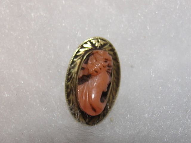 Victorian 14 kt Gold Red Coral Cameo Stick Pin Victorian 14 kt Gold Red Coral Cameo Stick Pin