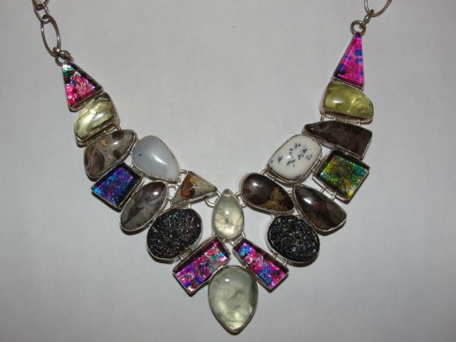 Sterling Silver Gemstone Bib Necklace Sterling Silver Gemstone Bib Necklace