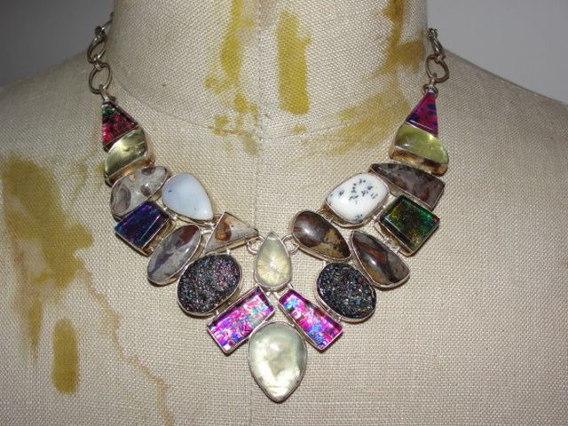 Sterling Silver Gemstone Bib Necklace Sterling Silver Gemstone Bib Necklace