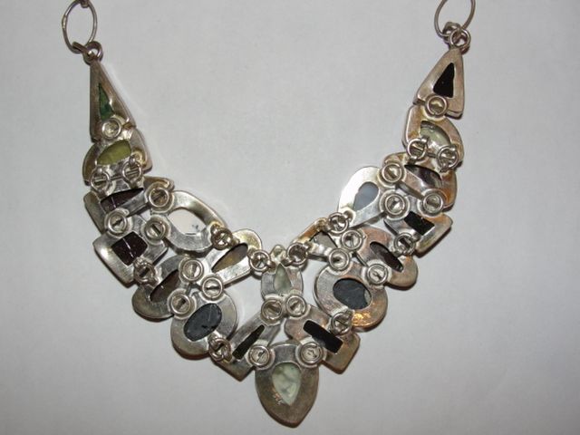 Sterling Silver Gemstone Bib Necklace Sterling Silver Gemstone Bib Necklace