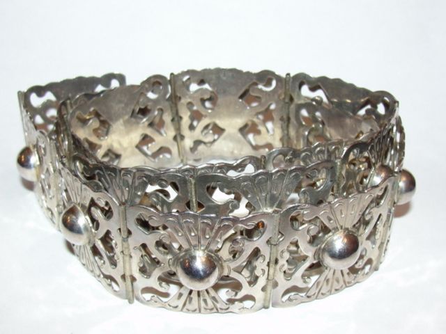 Mexican Hand Made Stamped Sterling Silver Belt Mexican Hand Made Stamped Sterling Silver Belt